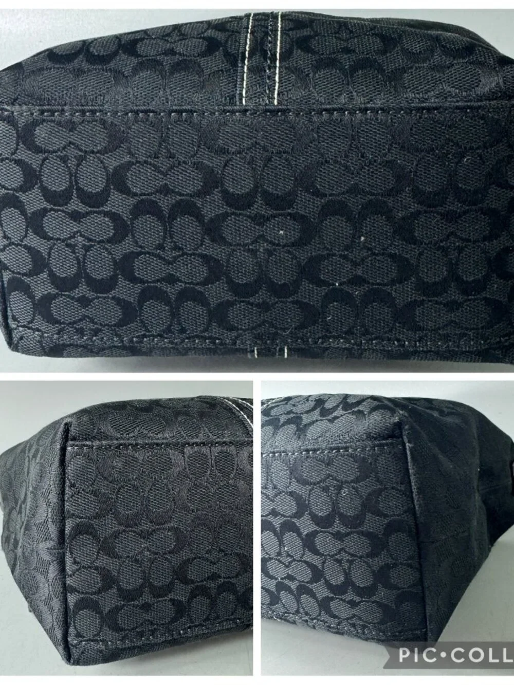 Authentic Vintage Coach Black Signature Jacquard Demi Bag